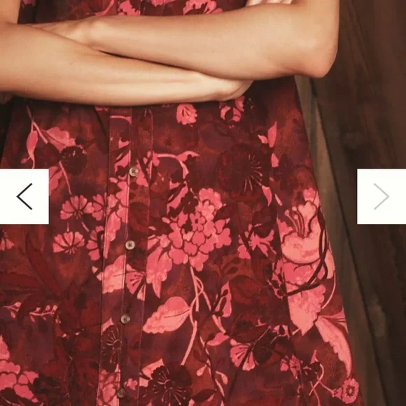 Pilcro corduroy button down Peter Pan collar short sleeve Keira pink dress S - Picture 4 of 11